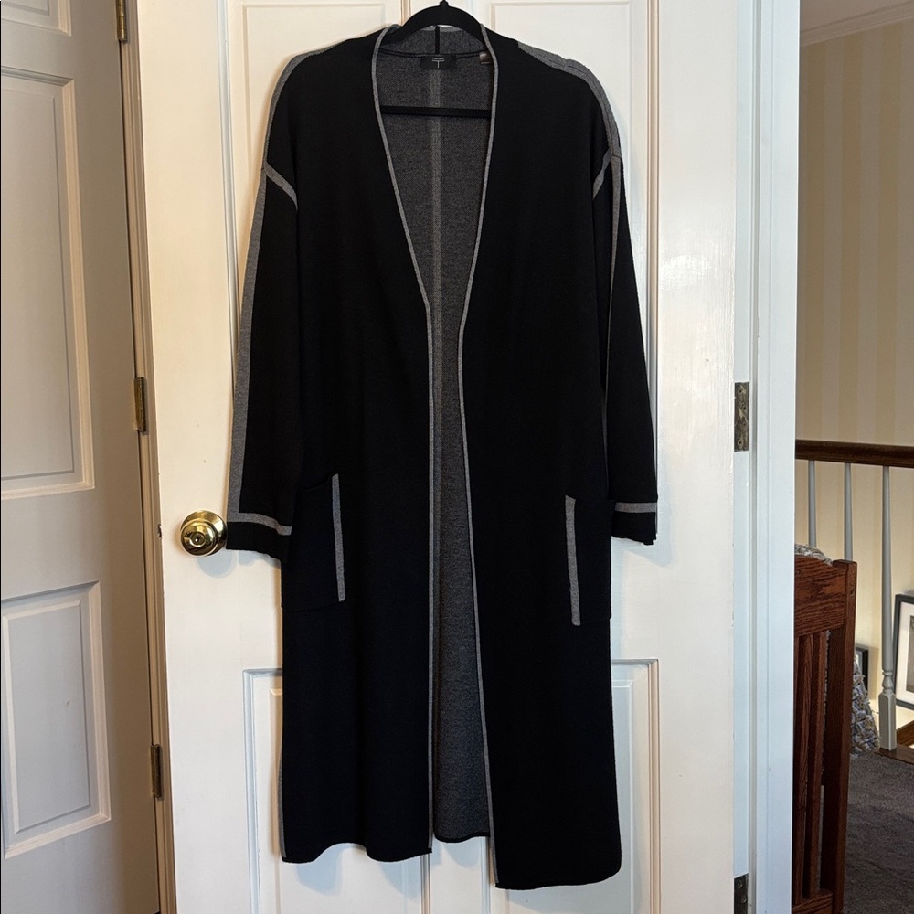 Tahari Black and Gray Long Sweater